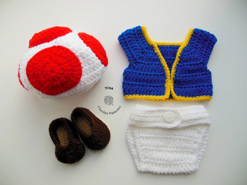 Fun Mario Cosplay For Crocheters ... 3 Baby Costume Sets + 2 Hats With Sizes From Newborn to Adult!