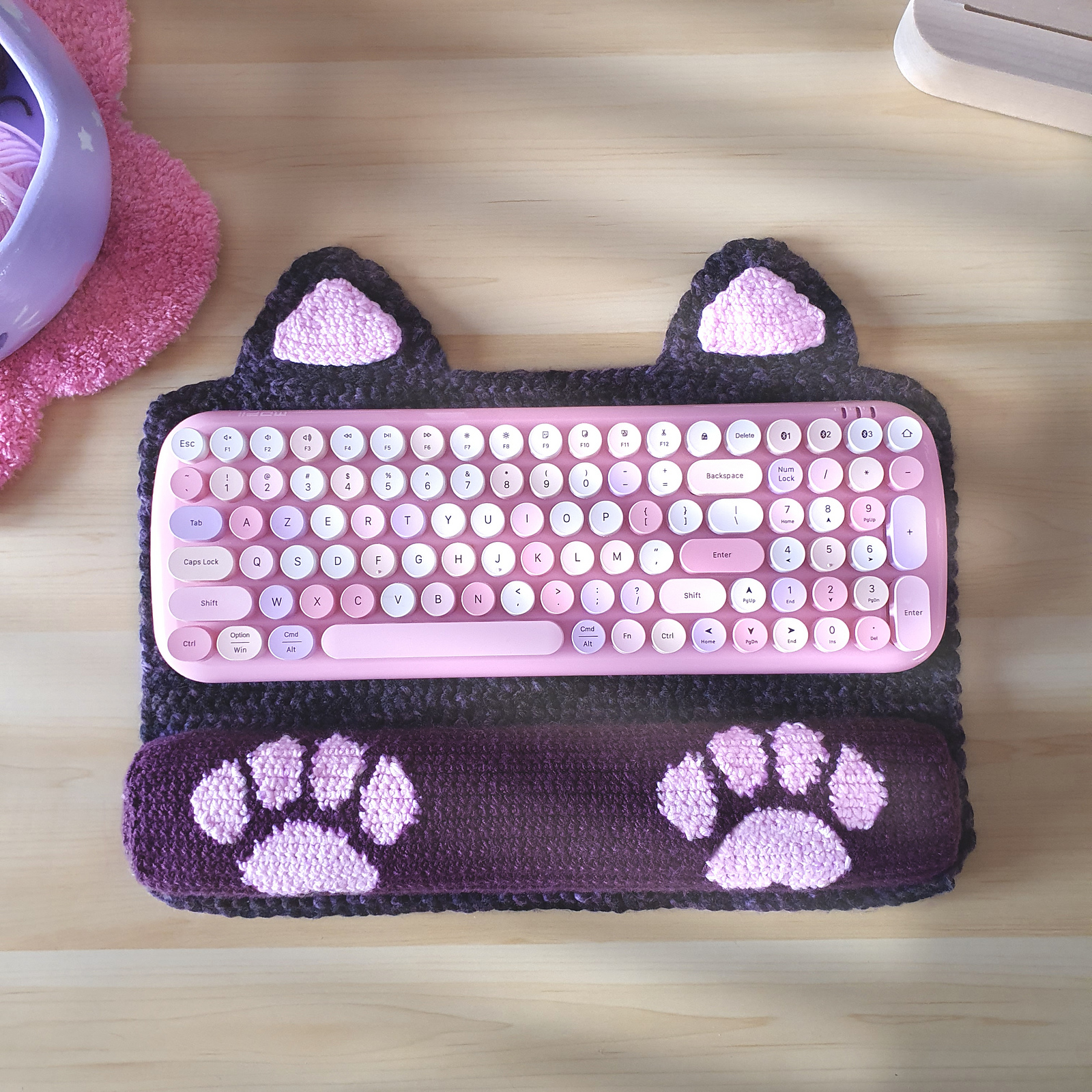 Crochet a Kitty Keyboard Mat Wrist Rest Designed By Delilah Crochet ... Purrrrfect Gift Alert!