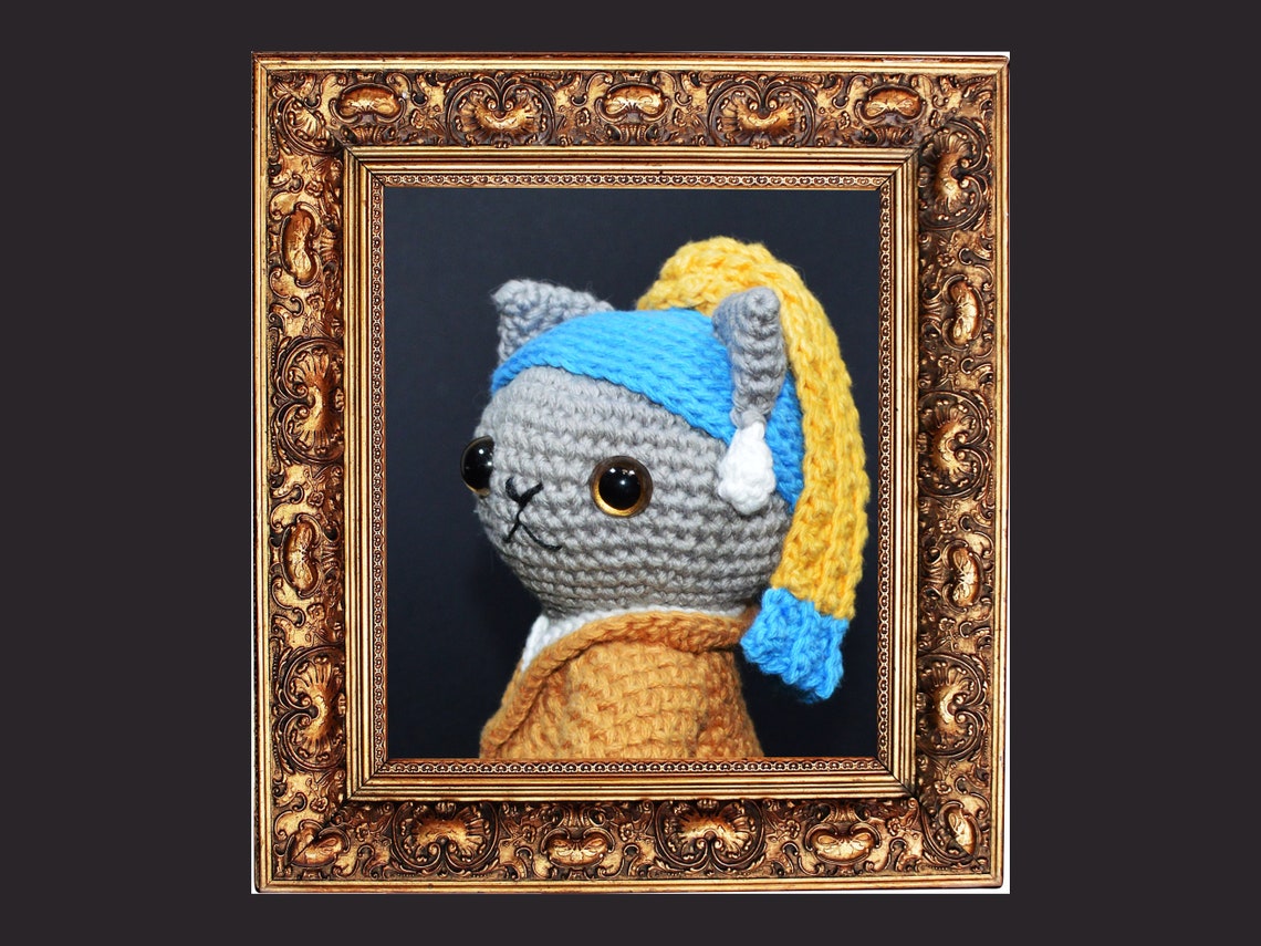Crochet a Girl With a Purrrl Earring Amigurumi ... Part of the Kitties of the Mew-seum Series!