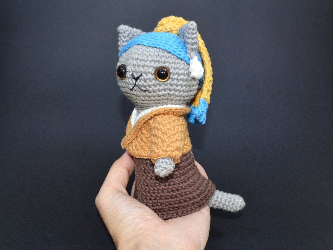 Crochet a Girl With a Purrrl Earring Amigurumi ... Part of the Kitties of the Mew-seum Series!