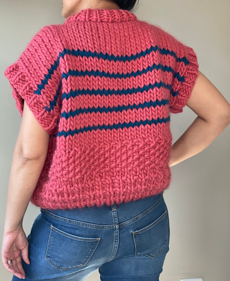 Extend The Sweater Weather Season ... Knit A Spring Bloom Stripped Half-Sleeve Textured Jumper