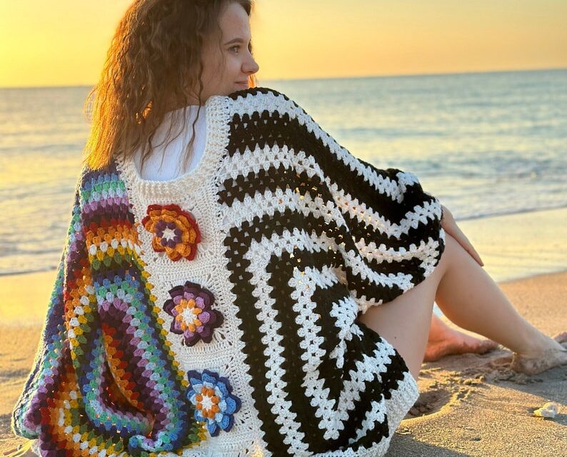 Crochet a Super Fun Butterfly Granny Square Cardigan Designed By Tania Skalozub