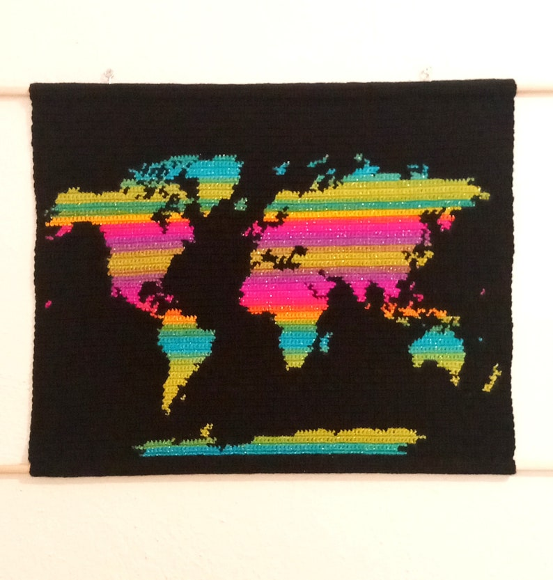 Just In Time For Earth Day, Crochet a World Map Wall Hanging by Marina Nikolaidou