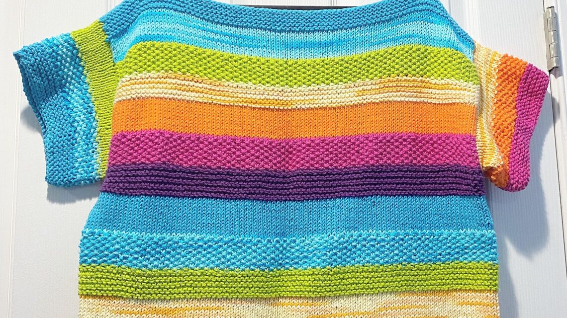 Knit a Size-Inclusive Sorbet Stripes Pullover … Cute and Great For Beginner Knitters!