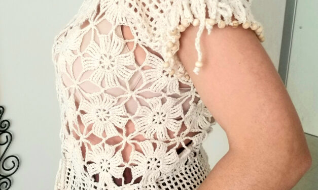 Gorgeous Lacy Crochet Top Pattern With Beaded Sleeves Accent – This Is Unique!