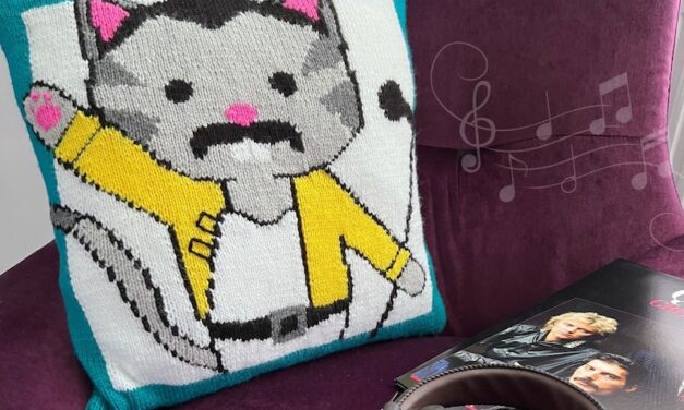 Knit a Freddie Purrcury Cat Cushion Designed By Jane Burns
