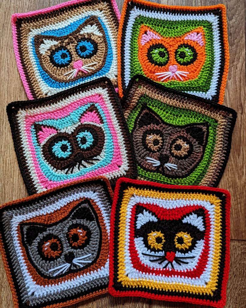 Purr-fect Squares: Crochet a Feline-Inspired Granny Square Cat Face With This Pattern From Woman Walking A Wire