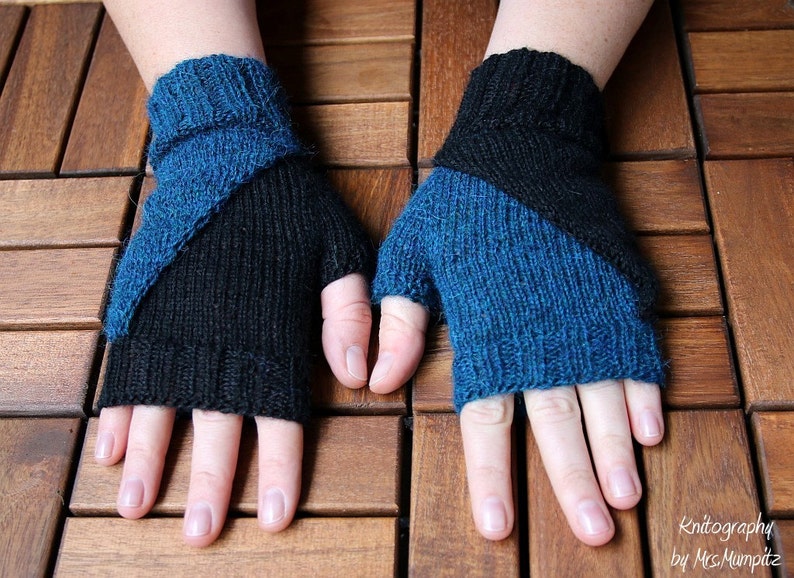 Pattern To Knit These Innovative Fingerless Mitts - Features A Fun Geometric Design & Palette Reversal