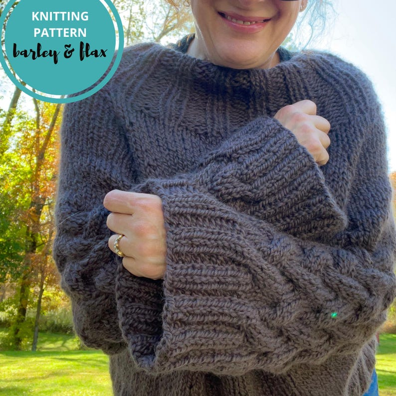 Knit An Oversized Crossroads Sweater Designed by Shelby Mooney of Barley & Flax
