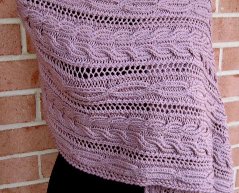 Knit a Textured ‘Plockton Cable Lace Shawl’ Designed By Linda Lehman of Wearable Art Emporium