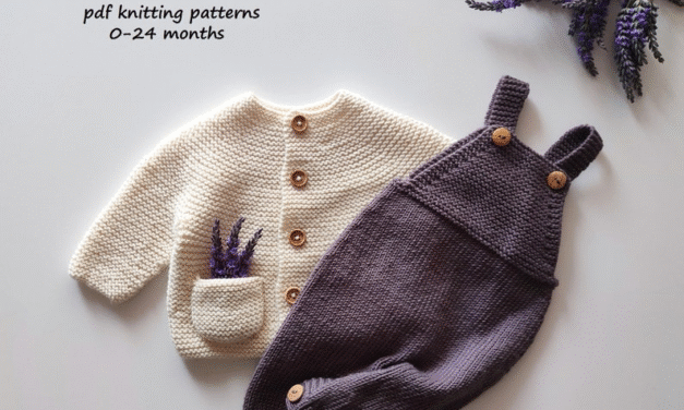 Pattern To Knit a Joyous Baby Cardigan and Juniper Baby Jumpsuit