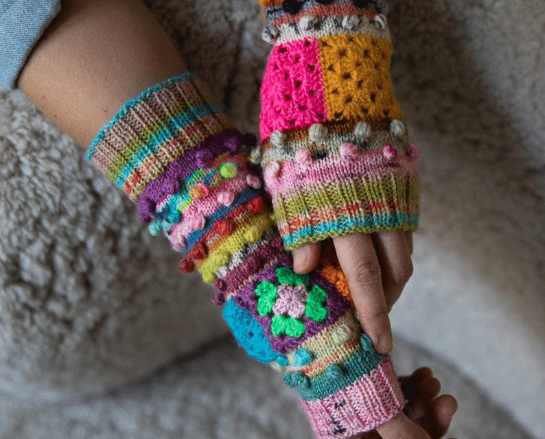 Flex Those Knit & Crochet Skills With This ‘Bobble Pop Hand Warmers’ Pattern