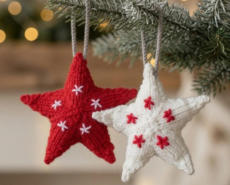 Easy Star Knitting Pattern for a Fast Christmas Ornament