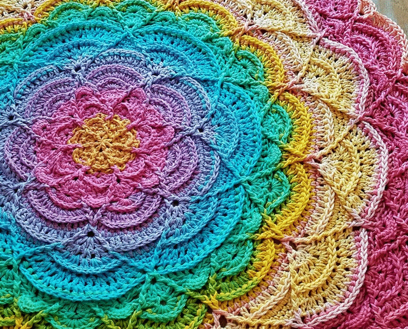 Crochet a Flower Puddles Mandala Blanket, Pattern From Madlandia