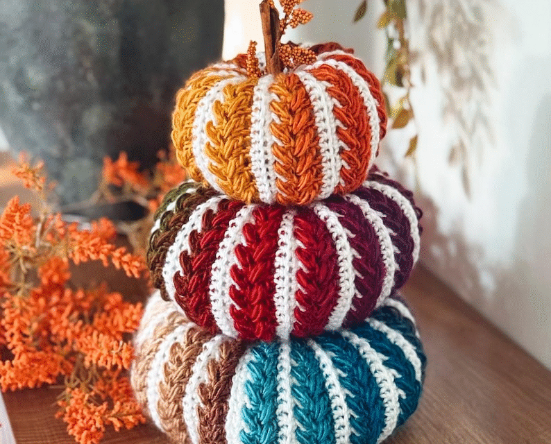 Popular Striped Crochet Pumpkin Pattern – Modern Fall Home Decor Tutorial By Briana K