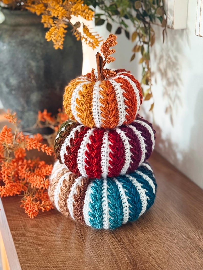 Popular Striped Crochet Pumpkin Pattern - Modern Fall Home Decor Tutorial By Briana K