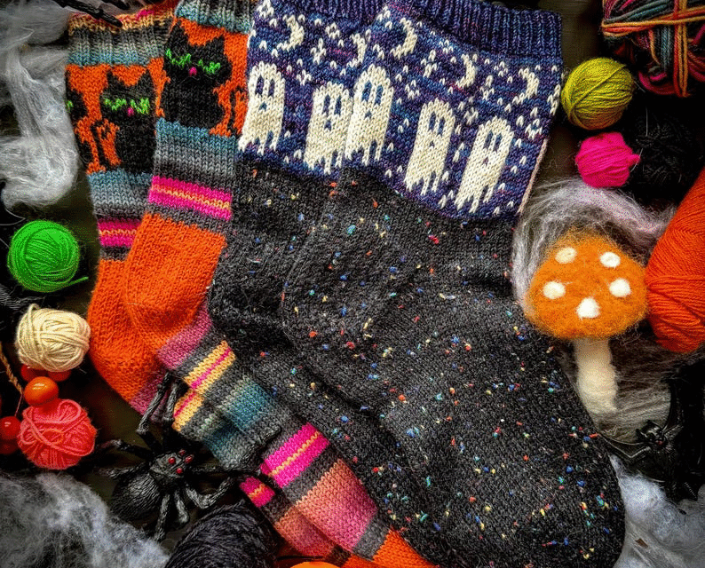 Trick or Treat Your Feet: You’ll LOVE This Bewitched Socks Pattern Set From Stone Knits