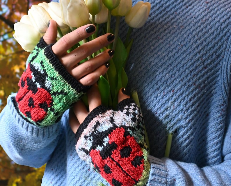 Knit a Pair of Ladybug Fingerless Gloves For Someone You Love