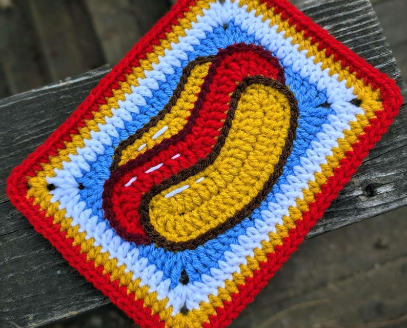 For Serious Crocheters Only. Just Kidding. Let’s Crochet A Hot Dog Granny Square! 🌭