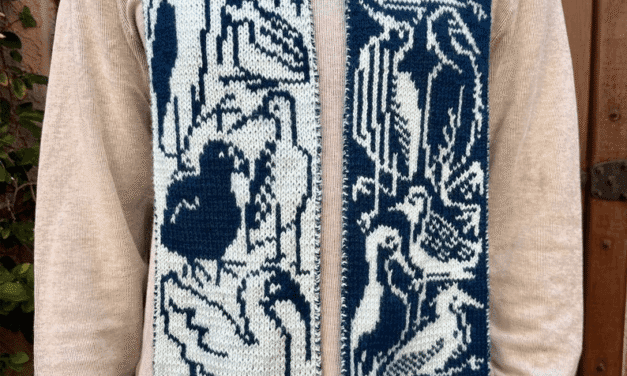 Knit a Popular Wading Birds Scarf … It’s Double-Knit & Makes An Unique Gift!