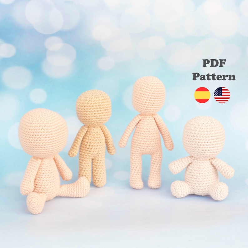 Basic Doll Pattern Bases For Crocheters, Four Sizes ... Plus, Bonus Animals - Dog, Bear, Bunny, Fox