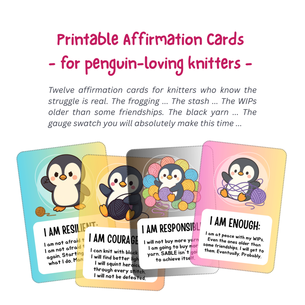 Printable Knitting Affirmation Cards