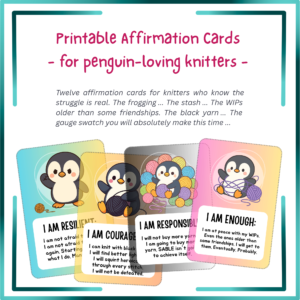 Affirmation Cards For Knitters Who Love Penguins