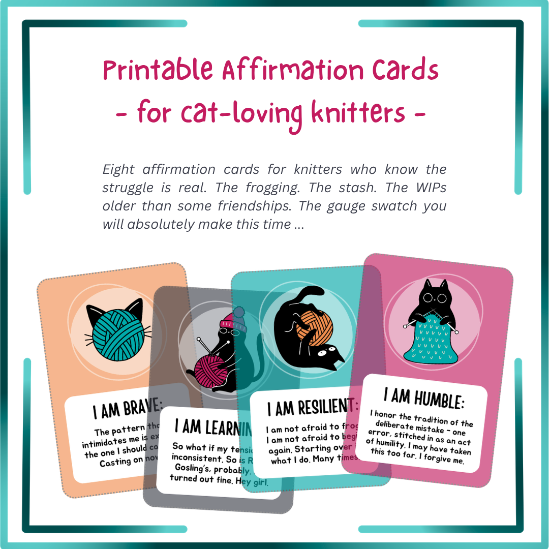 Affirmation Cards For Knitters Who Love Cats