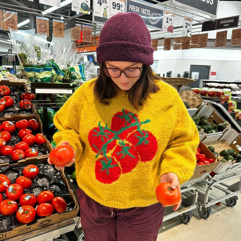 You Say Tomato, I Say Wearable Pop Art - Creative Knitted Tomato Sweater Pattern!