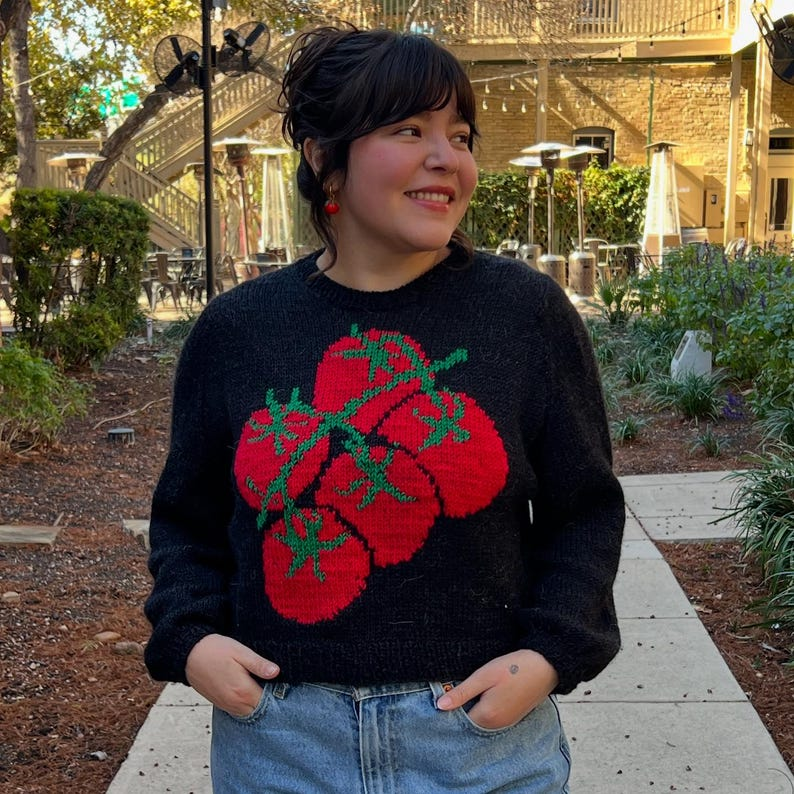 You Say Tomato, I Say Wearable Pop Art - Creative Knitted Tomato Sweater Pattern!