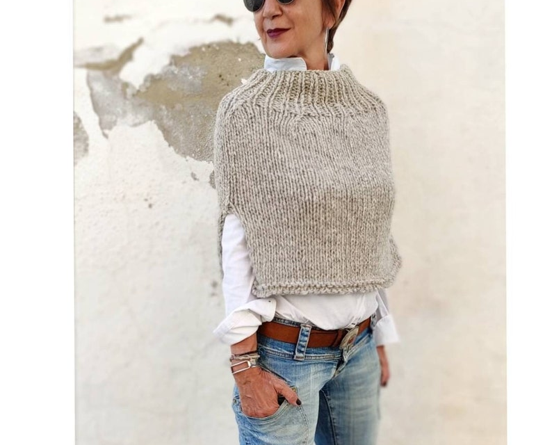 ‘Tis The Season To Knit This Cool Cropped Turtleneck Poncho – Wear It With Everything