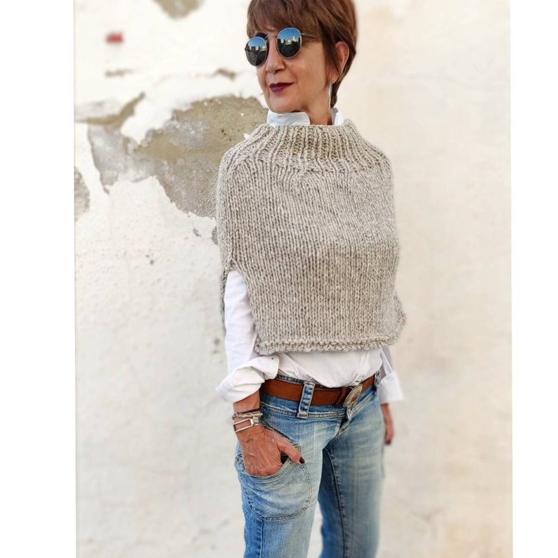 'Tis The Season To Knit This Cool Cropped Turtleneck Poncho - Wear It With Everything