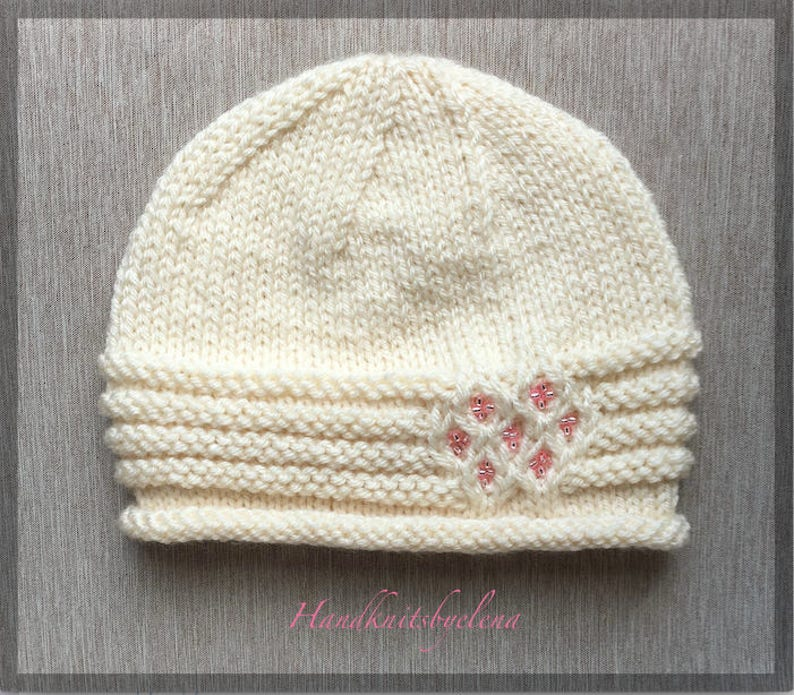 Simple Knit Hat Pattern - One Beaded Detail Changes Everything - In Sizes From Baby To Adult