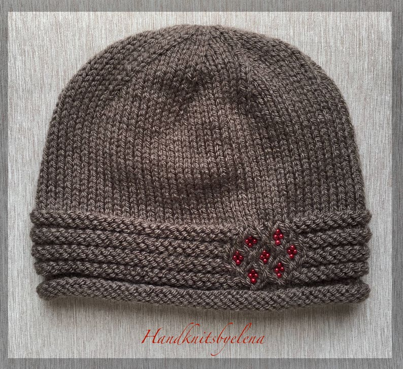 Simple Knit Hat Pattern - One Beaded Detail Changes Everything - In Sizes From Baby To Adult